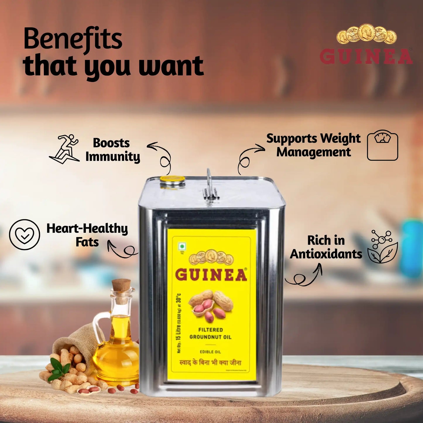 Guinea Filtered Groundnut Oil 15 Ltr Tin