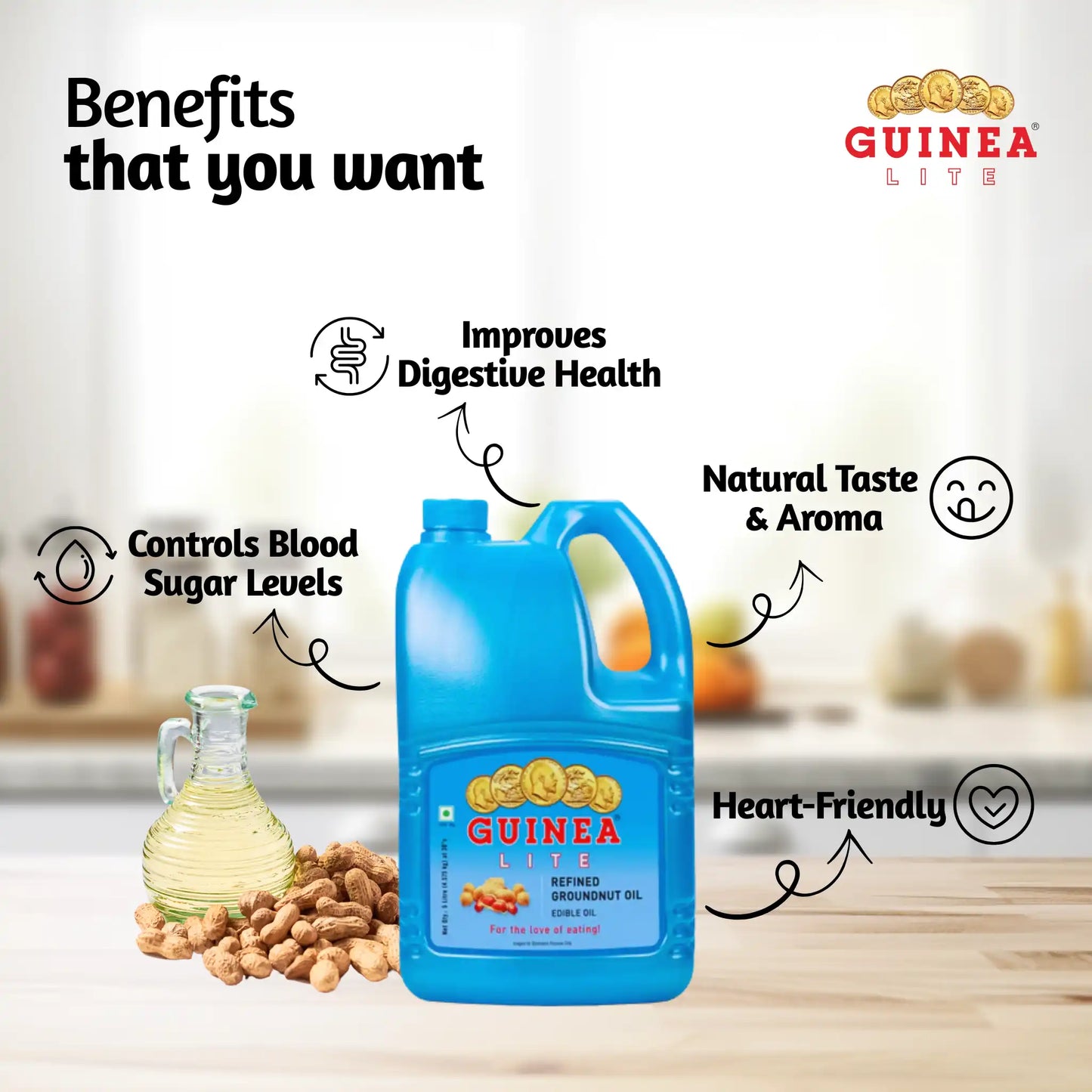 Guinea Lite Refined Groundnut Oil 5 and 15 Ltr Jar