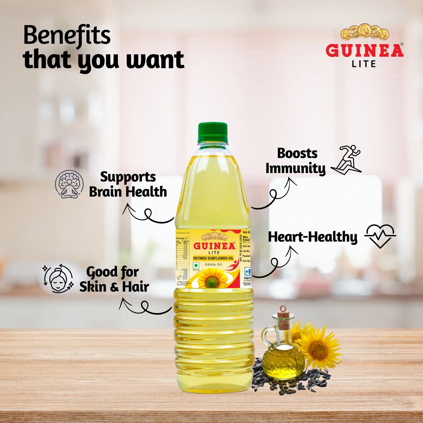 Guinea Lite Refined Sunflower Oil 1 Ltr Bottle