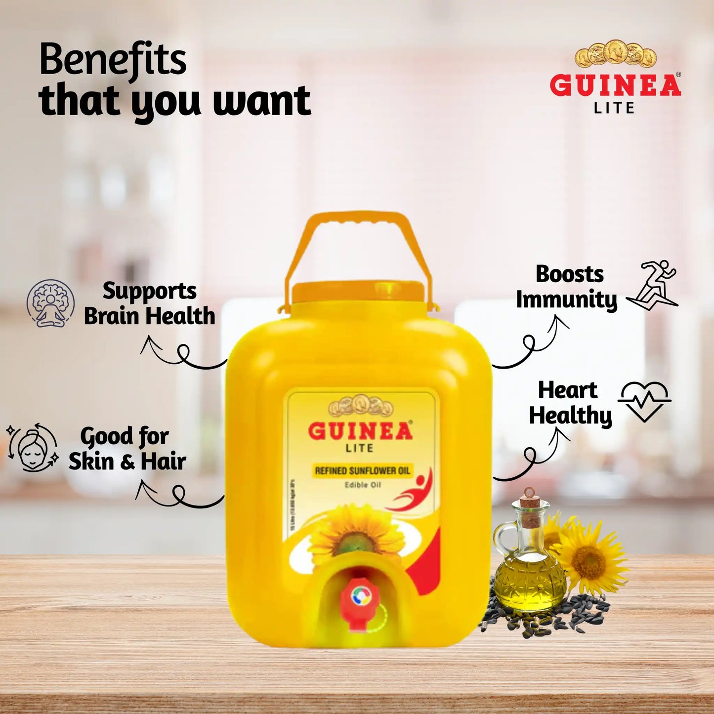 Guinea Lite Refined Sunflower Oil 15 Ltr Tap Jar