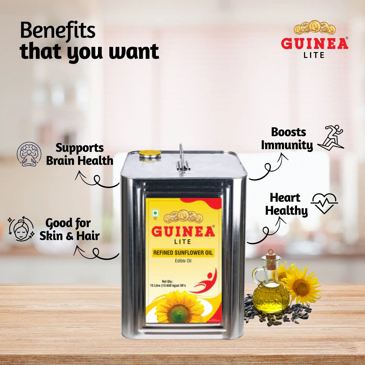 Guinea Lite Refined Sunflower Oil 15 Ltr Tin