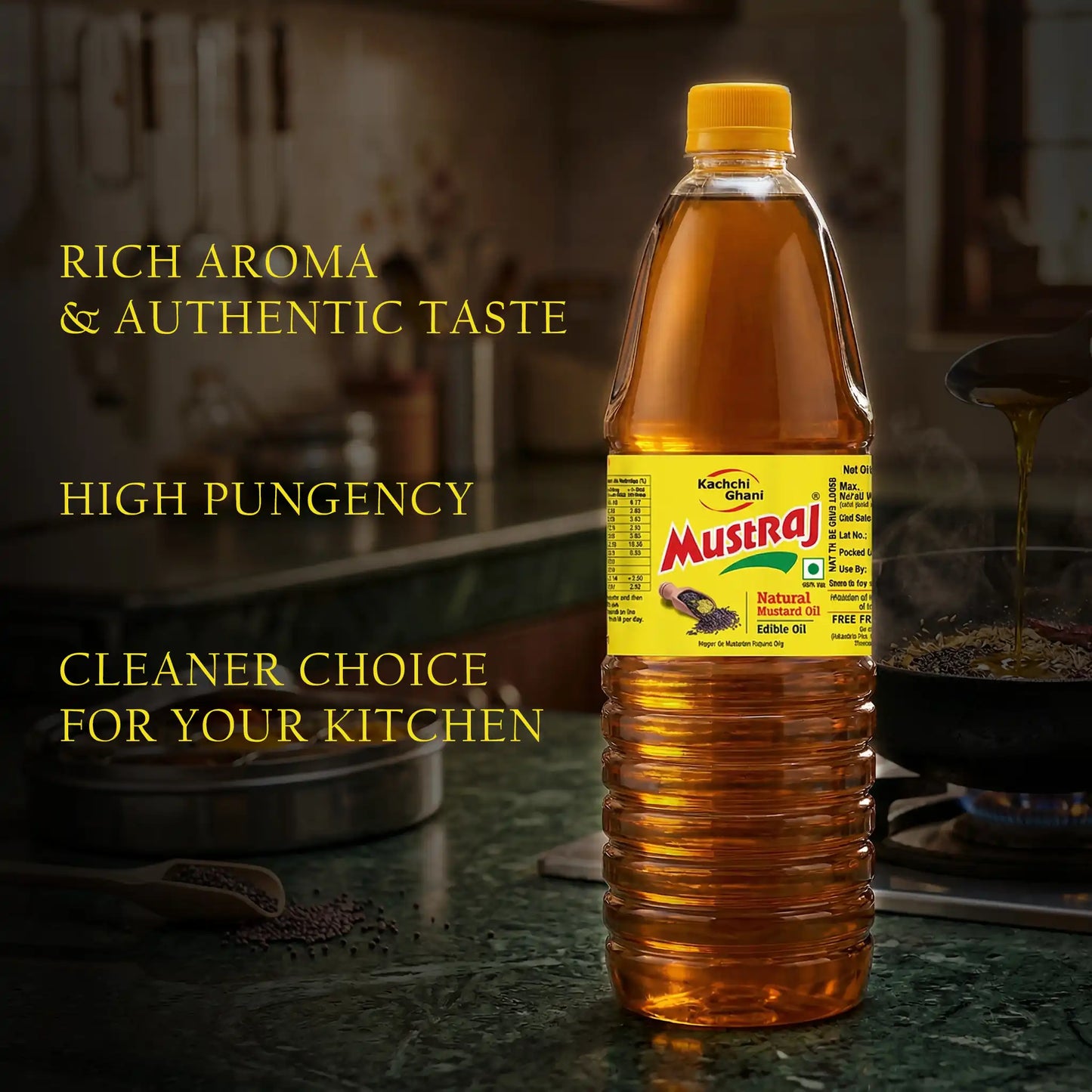 Mustraj Natural Kachi Ghani Mustard Oil Bottle
