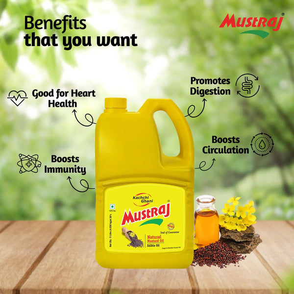 Mustraj Natural Kachi Ghani Mustard Oil 5 Ltr Jar
