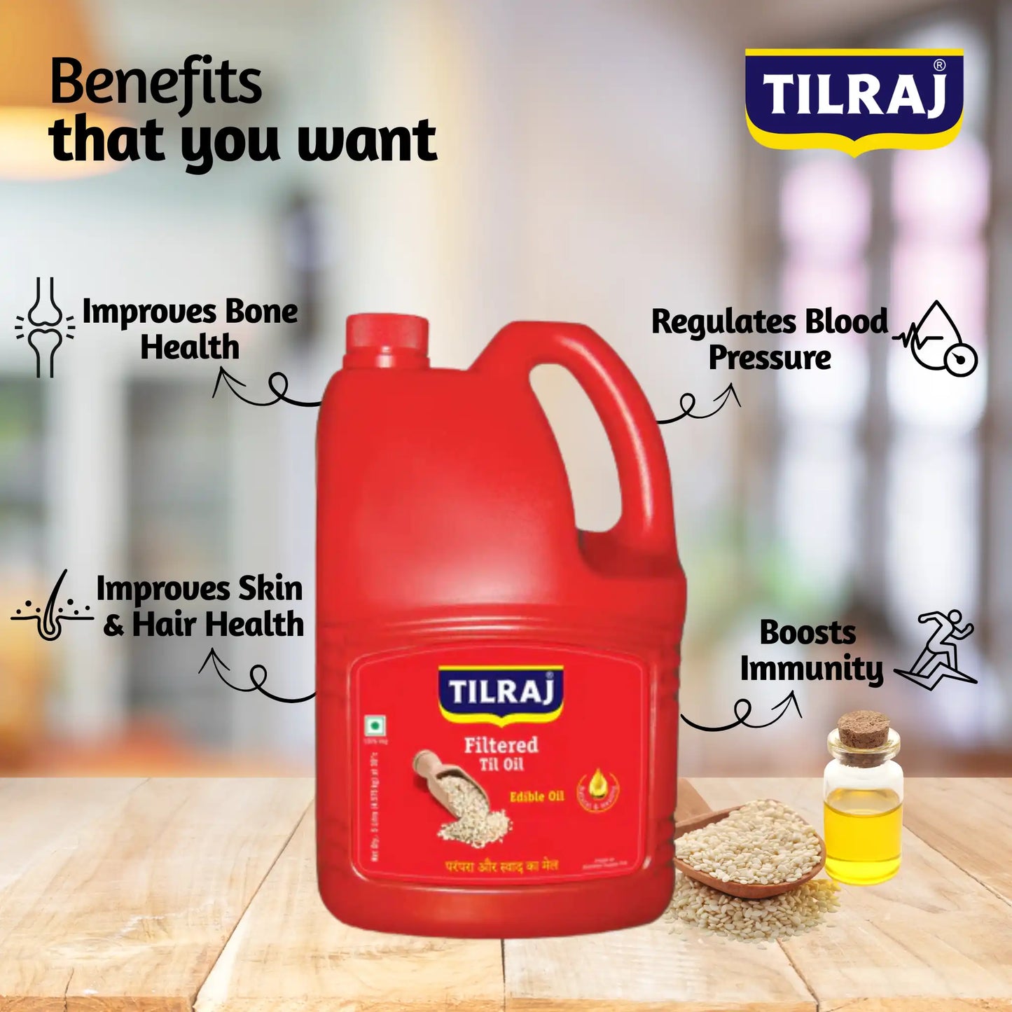 Tiraj Filtered Til Oil (Sesame Oil) 5 Ltr Jar